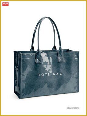 PVC Kraft Paper Tote Bag Wide Handles Waterproof Large Work Handbag